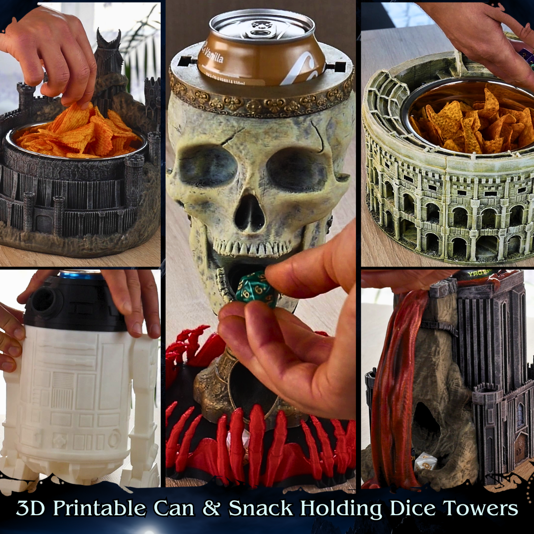 Can & Snack Holding Fantasy Dice Towers [Personal Use]